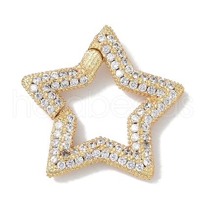 Rack Plating Brass Micro Pave Cubic Zirconia Twister Clasps KK-NH0002-14G-01-1