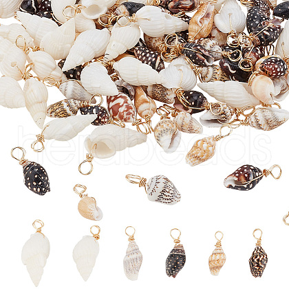 120Pcs 3 Styles Shell Pendants PALLOY-HY00003-1