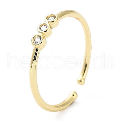 Rack Plating Brass Micro Pave Clear Cubic Zirconia Cuff Rings RJEW-C043-10G-1