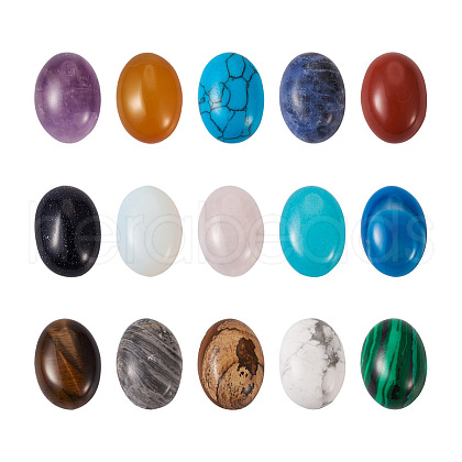 Kissitty 30pcs 15 Style Natural & Synthetic Gemstone Cabochons G-KS0001-08-1