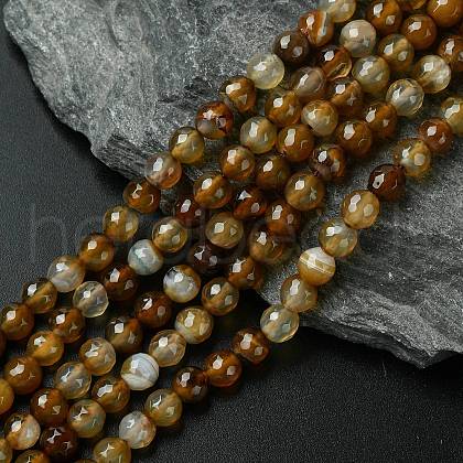 Natural Agate Round Beads Strand G-L084-6mm-04-1
