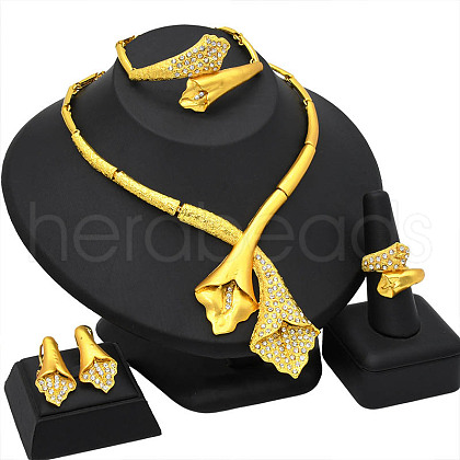 Flower Alloy Rhinestone Jewelry Sets FS-WG24F41-02-1