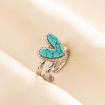 304 Stainless Steel Heart Cuff Rings QJ7925-3-1