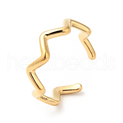 Ion Plating(IP) 304 Stainless Steel Wave Open Cuff Ring for Women X-RJEW-I085-13P-01-1