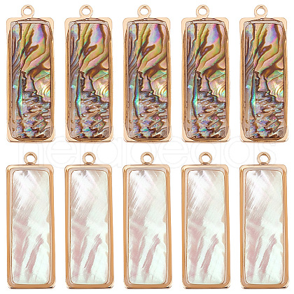   10Pcs 2 Colors Brass Pave Shell Pendants SHEL-PH0001-58-1