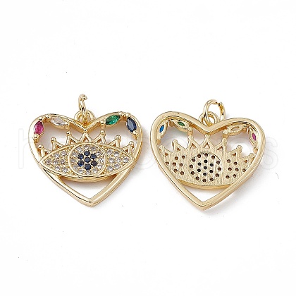 Brass Colorful Cubic Zirconia Pendant KK-E068-VA184-2-1