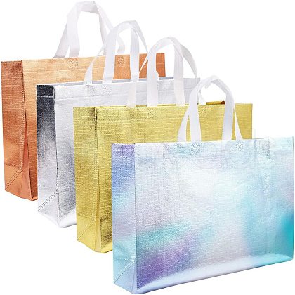 Globleland 16Pcs 4 Colors Rectangle Non Woven Fabric Shopping Handbags ABAG-GL0001-02-1