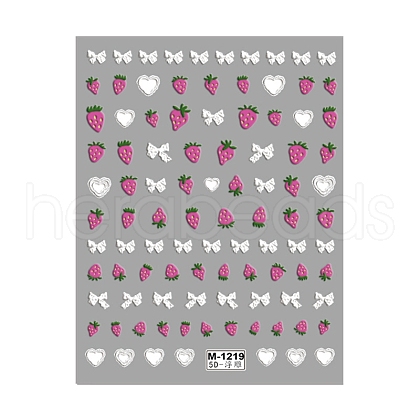 Bowknot & Strawberry Self Adhesive 5D Embossed Nail Art Stickers PW-WG579ED-02-1