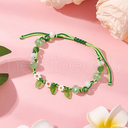 Glass and Braided Nylon Thread Beaded Bracelets BJEW-JB11509-1