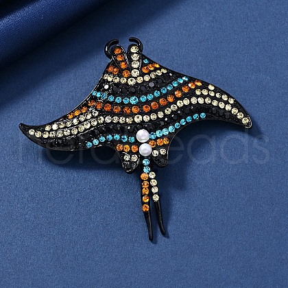 Manta Ray Alloy Rhinestone Brooches PW-WGC7FBE-05-1