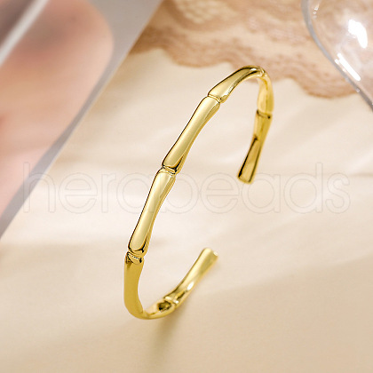 Brass Open Cuff Bangles for Women BJEW-C070-05G-1