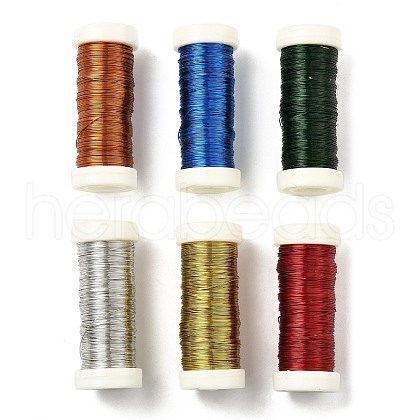 6 Rolls 6 Colors Baking Painted Iron Wire MW-K001-0.3mm-1