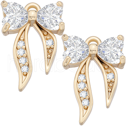Beebeecraft 8Pcs Brass Micro Pave Clear Cubic Zirconia Charms FIND-BBC0003-56-1