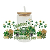 Saint Patrick's Day Theme PET Clear Film Green Shamrock Rub on Transfer Stickers for Glass Cups PW-WG24181-02-1