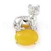 Natural & Synthetic Gemstone Tiger-Shaped Brass Pendants KK-C232-02P-RS-3