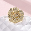 Brass Micro Pave Clear Cubic Zirconia Cuff Rings for Women RJEW-H248-04G-2