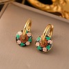 304 Stainless Steel Enamel Hoop Earrings EJEW-Q040-01B-G-1