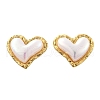 201 Stainless Steel Heart Stud Earrings EJEW-P304-03G-4