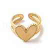 Ion Plating(IP) 304 Stainless Steel Heart Open Cuff Rings for Women RJEW-H136-02G-2