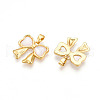 Brass Pave Natural Shell Pendants KK-N257-49G-2
