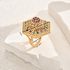 Geometric Brass Micro Pave Cubic Zirconia Adjustable Finger Rings for Women DO6393-4-2