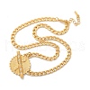 304 Stainless Steel Crystal Rhinestone Flat Round Pendant Twisted Chain Necklaces for Women STAS-Z117-11G-4