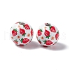 Fruit Printed Wood European Beads WOOD-G013-01B-3