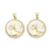 Brass Micro Pave Clear Cubic Zirconia Pendants KK-L213-010G-05-1