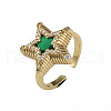 Cubic Zirconia Star Open Cuff Ring RJEW-N035-126B-1