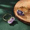 Natural Amethyst Finger Rings RJEW-B122-01G-02-2