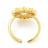 Flower Clear Cubic Zirconia Open Cuff Ring RJEW-L121-031G-3