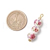 3Pcs Handmade Flower Printed Porcelain Ceramic Pendants PALLOY-JF03974-2