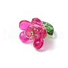Brass Glass Flowers Pendants PALLOY-MZ00630-04-4