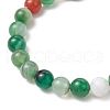 3Pcs Natural Striped Agate Round Beaded Bracelets BJEW-JB11924-6