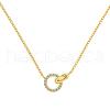 Round Ring 925 Sterling Silver Pave Cubic Zirconia Pendant Necklaces for Women NJEW-F338-05G-2