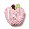Teachers' Day Apple with Word Teach Silicone Focal Beads SIL-D005-01A-01-1