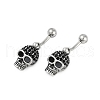 Skull 316 Surgical Stainless Steel Dangle Belly Button Rings EJEW-G416-02AS-4