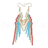 Glass Seed Beaded Tassel Dangle Earrings EJEW-MZ00434-01-2