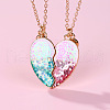 2Pcs Fashionable Alloy Resin BFF Glitter Heart Magnetic Pendant Necklaces for Women FS-WGCB8A0-01-2