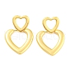 Rack Plating Brass Hollow Heart Dangle Stud Earrings EJEW-A028-04G-1