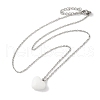 304 Stainless Steel Cable Chain White Heart Glass Pendant Necklaces NJEW-Z041-01P-2