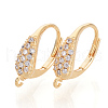 Brass Cubic Zirconia Leverback Earring Findings X-KK-S340-45G-1