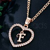 Heart Brass Micro Pave Clear Cubic Zirconia Pendant Necklaces WGA8162-11-1