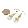 Seed Braided Rhombus with Glass Dangle Earrings EJEW-MZ00038-03-3