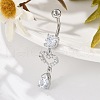 Alloy Crystal Rhinestone Dangle Curved Barbell Belly Rings AJEW-R007-04P-01-3