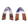 Transparent Resin & Walnut Wood Pendants RESI-ZX017-45-3