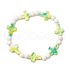 4Pcs 4 Colors Dyed Synthetic Turquoise Round Beads Stretch Bracelets for Women Men BJEW-JB11609-3