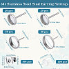 SOFPLATE 80Pcs 4 Style Flat Round 304 Stainless Steel Earring Settings STAS-SP0001-60-2