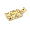 Brass Micro Pave Cubic Zirconia Pendants KK-P294-25G-2