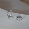 925 Sterling Silver Polygon Hoop Earrings EJEW-C146-05P-1